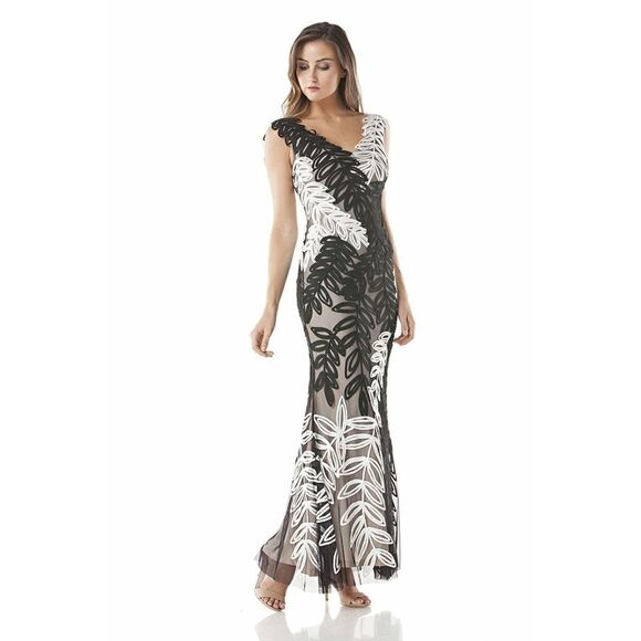 New! JS COLLECTIONS Women's 2-Tone Soutache Embroidered Dress Black White SZ 10 - Picture 2 of 4